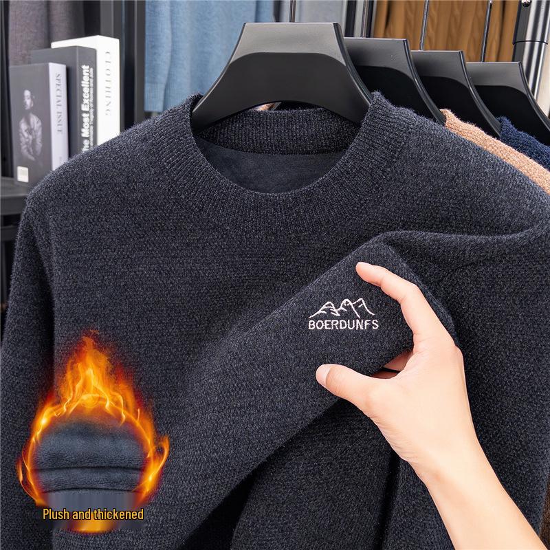 Men s Velvet-Lined High Collar Knit Sweater XL