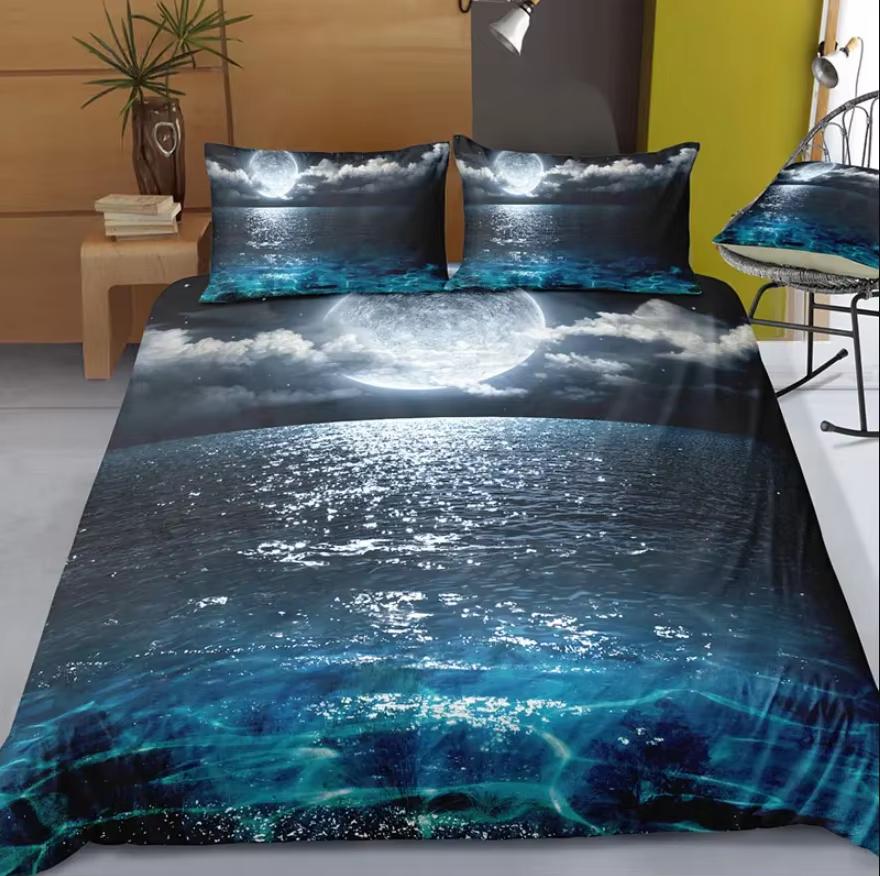 3D Digital Printed Beach Duvet Cover Modern Natural Bedding Set Coconut Grove Summer Bedroom Bed Cover Pillowcase 3-Piece Set