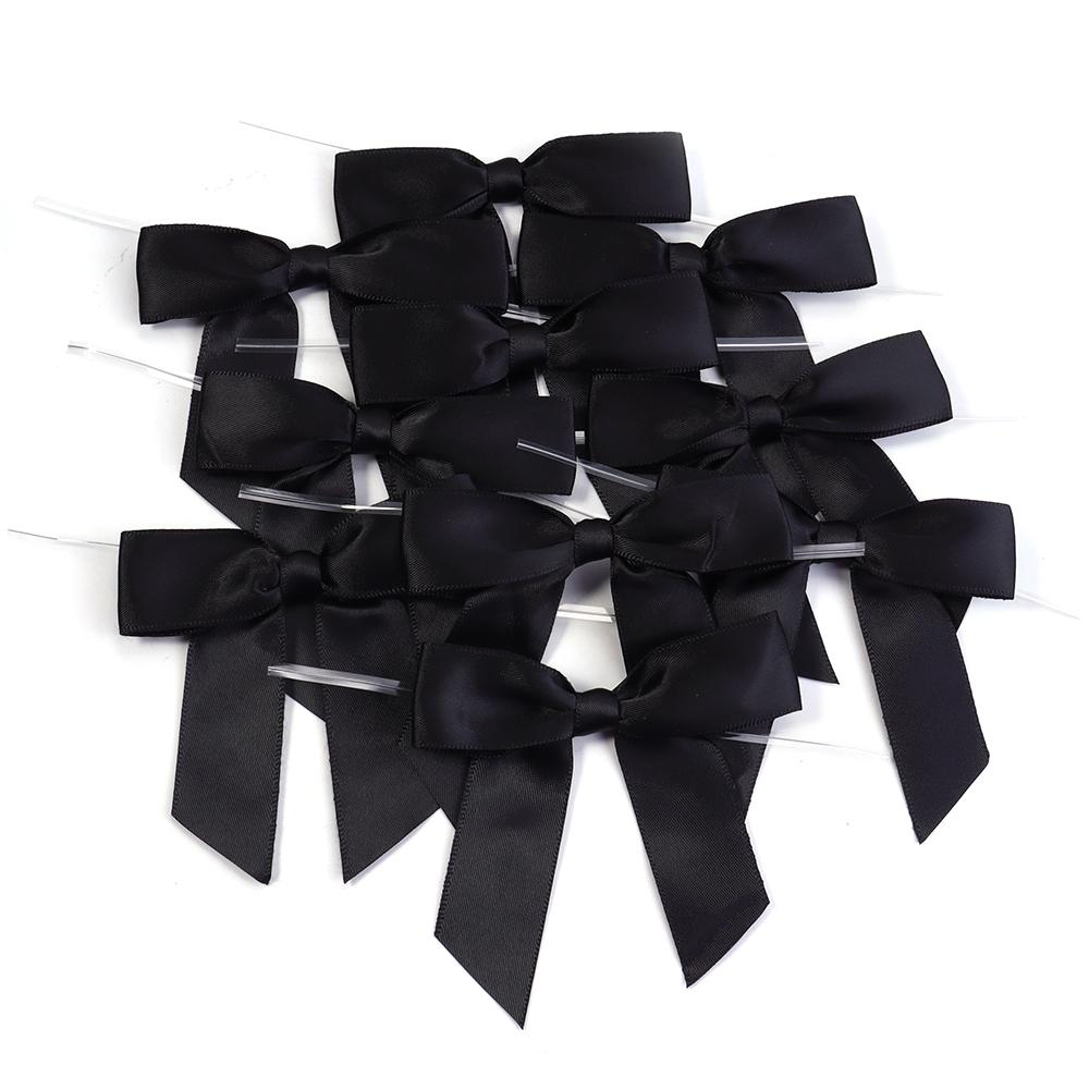 10pcs 9x9cm Ribbon Bow With Iron Wire Colorful Polyester Bow Tie For Wedding Party DIY Candy Biscuit Gift Packaging Seal Decor