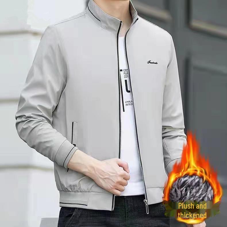 Men's Loose Fit Jacket - Spring & Autumn, Plus Velvet Warmth, Casual Thin Coat, Large Size.