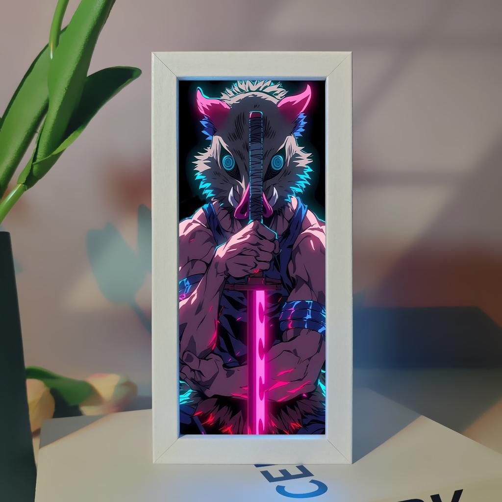 Demon Slayer Picture Frame Night Light Bedside Table Decor Nezuko Anime Peripheral Figures Ornaments Cartoon Lamp Birthday Gifts