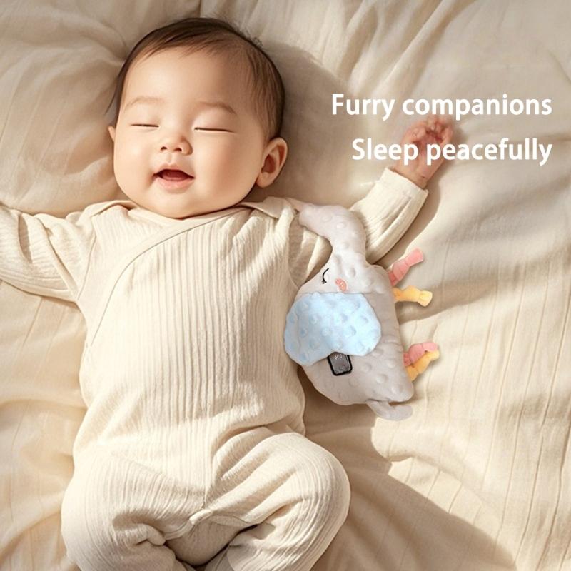 Soft Plush Infant Soothing Toy 3 Calming Sounds 4 Vibration Modes Safe Comfortable Fabric Travel Friendly Design