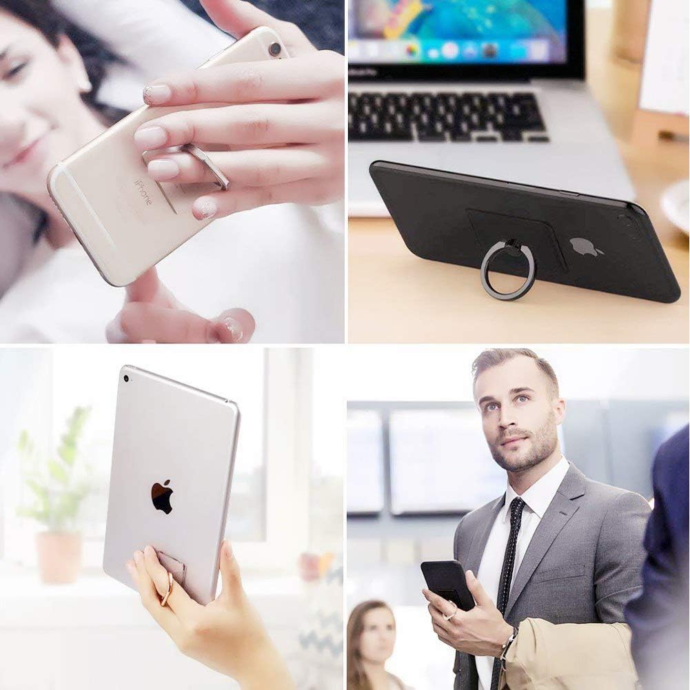 Cell Phone Ring Holder Stand Transparent Finger Grip Loop Finger Ring Stand (Black Sliver Rose Gold Colorful (Round))