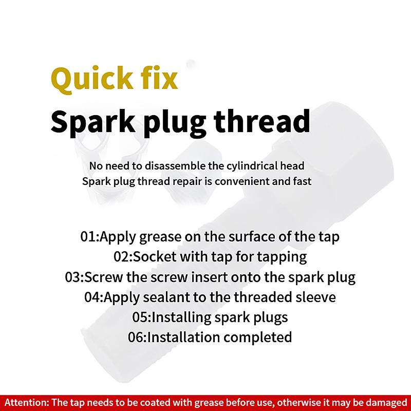 Spark Plug Thread Repair Kit 14mm Car Cylinder Thread Repair Tool Spark Plug Rethreader Kit M14 X 1.25