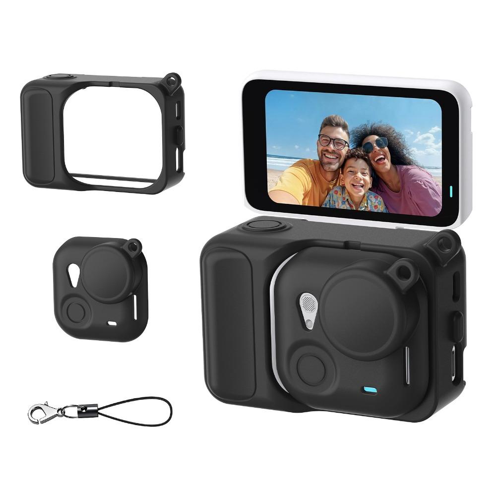 with Lens Cap & Strap Silicone Case Shockproof Anti-Loss Action Camera Protective Cover Anti Scratch for Insta360 GO Ultra