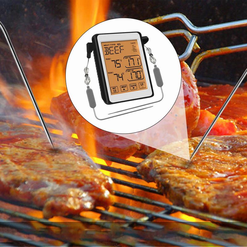 Cooking Meat Temperature Meter Double Probe Temperature Measuring Tool for Oven Smart Alarm Food Grill Temperature Meter for United States