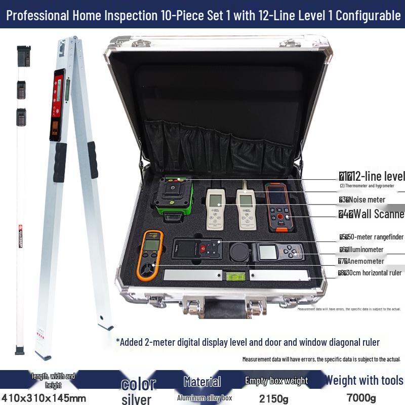 Professional Multifunctional Empty Drum Inspection Tool Set with 2m Straight Edge and Toolbox