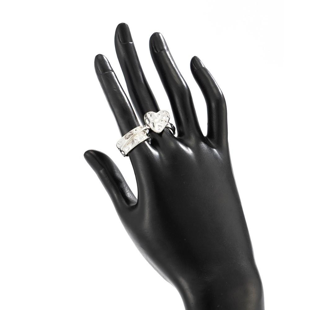 Inlaid Pearls Joint Rings Heart Shaped Women Jewelry Fashion Wide Ring Set  Party