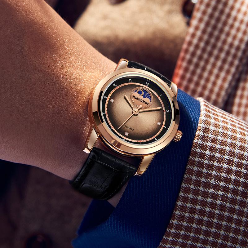 KIMSDUN Nové Sun God Golden Shidon Pánské hodinky Pánské hodinky Špičkové nemechanické hodinky Vodotěsné Quartz hodinky Moon Phase