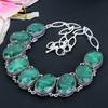 Green Jade Gemstone Handmade 925 Sterling Silver Jewelry Necklace 18" KG-1643