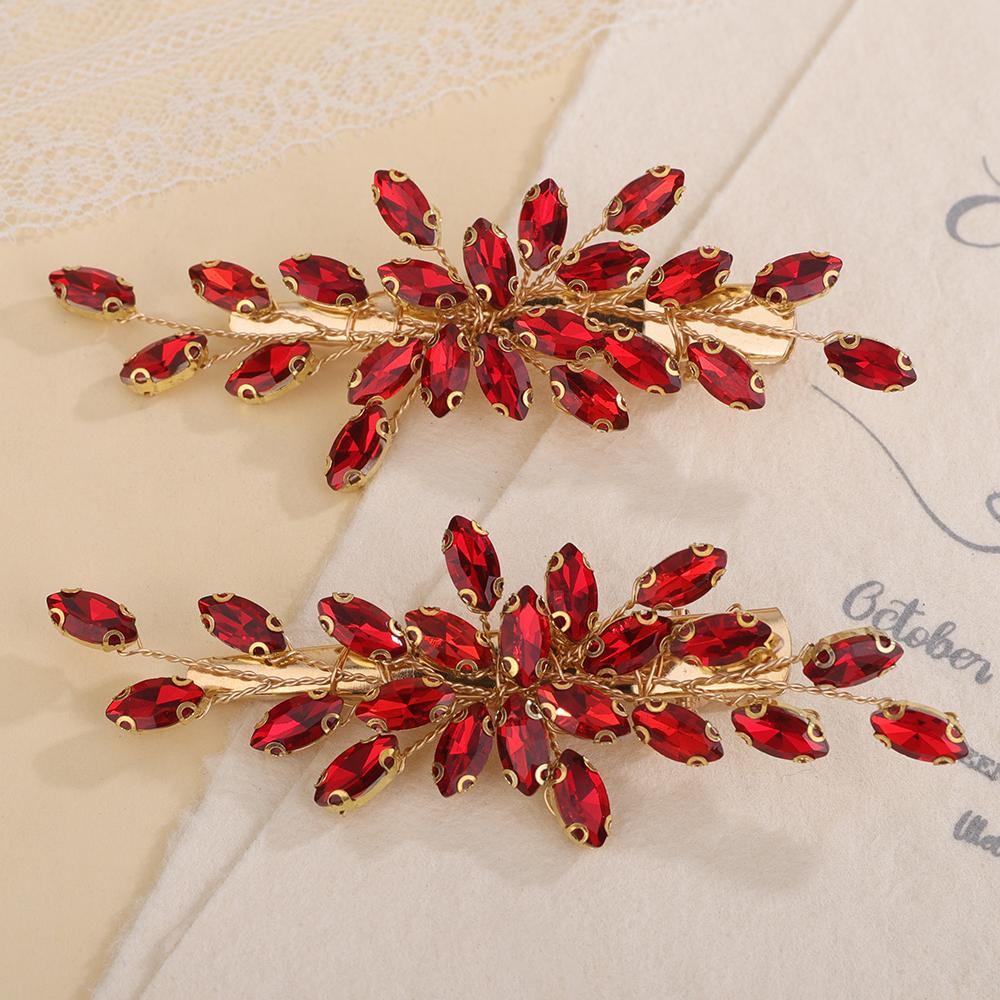 2 Stück Strass Haarspange für Hochzeit Braut Kopfschmuck Silber Schwarz Braut Haaraccessoires Grün Rot Tiara Blau Lila Ornamente