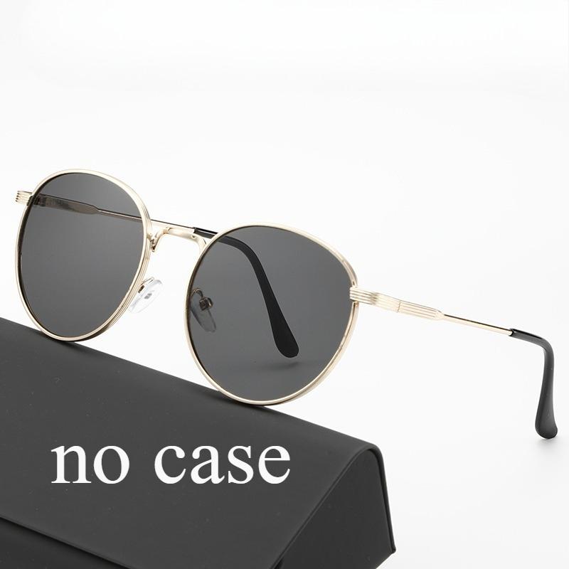 Metal round frame flat mirror unisex sunglasses new fashionable European American hip hop style trendy accessory