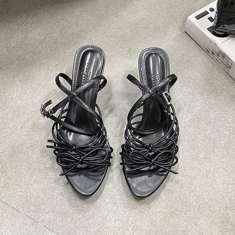 Fashion Female Ankle Buckle Footwear Party Sexy Ladies High Heels Pumps Shoes Fashion Toe  Butterfly-Knot Women Thin Heels Shoes
