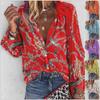Women's Autumn/Winter Multi-Color Chain Print Stand Collar Long Sleeve Shirt