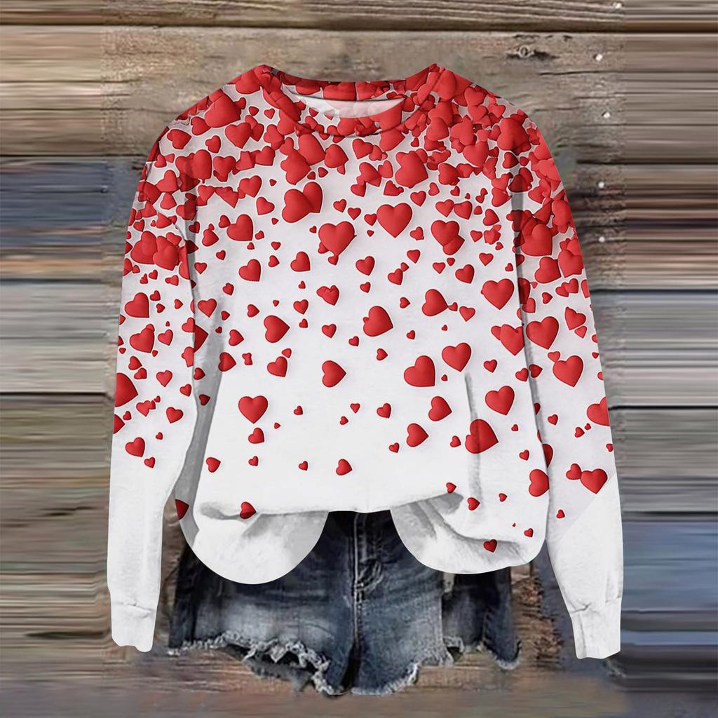 Women's Fashion Printed Long Sleeve Loose Round Neck Sweatshirt Top Fall