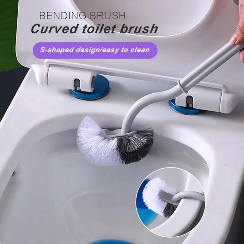 Japanese Wall-Mounted S-Shaped Toilet Brush No Dead Corner Cleaning Brush Toilet Cleaning Brush Bathroom Accessories