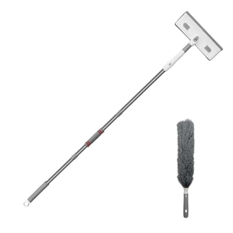 Stěrka na okna Čistič 4 v 1 Nástroj na čištění oken s ohebnou a rovnou prodlužovací tyčí Teleskopické okno.