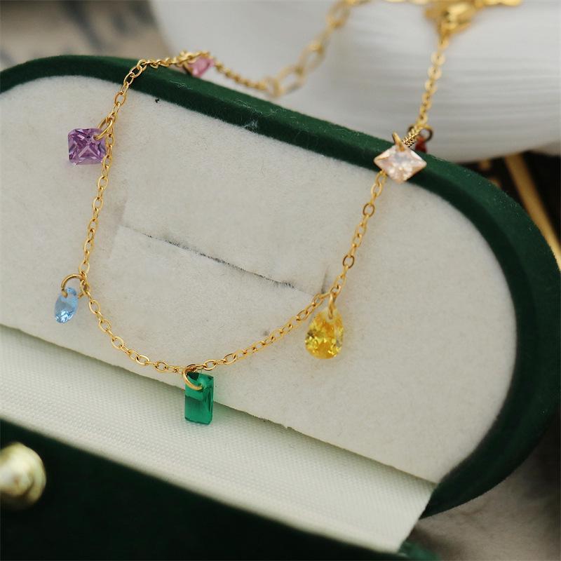 Bracciale Arcobaleno Zirconi 7 Colori Estate Dolce Sogno Coreano, Placcato Oro 18K