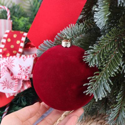 10cm Velvet Christmas Ball Pendant Shatterproof Reusable Christmas Hanging Balls Flocked Xmas Tree Ornaments