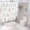 Funny Penguin Shower Curtain Set Animal Antarctic Ice Field Nature Blue Sky Bathroom Curtains Non-Slip Bath Mat Rug Toilet Cover