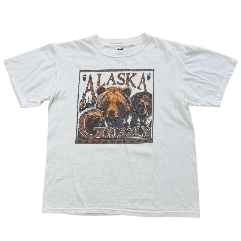 Vintage 90s Anvil Alaska Grizzly Bear Animal Nature Souvenir Art Graphic T-shirt XXL