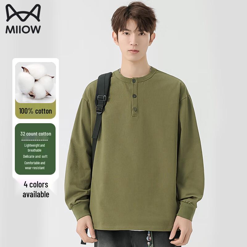 MiiOW Men's Long-Sleeve Cotton T-shirt