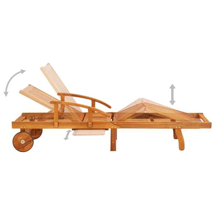 VidaXL Sun Loungers 2 Pcs with Table and Cushions Solid Acacia
