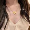 French Retro Princess On The Run Brushed Bow Necklace Pendant Light Luxury Full Of Diamonds Ancient Gold Ribbon Butterfly Stud Earrings