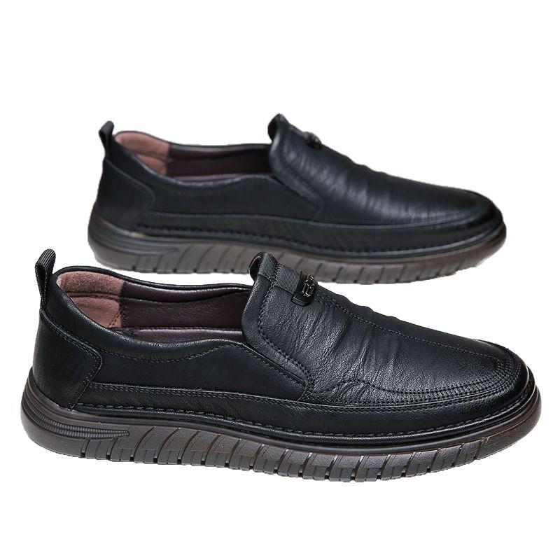 Casual Leather Shoes Men's Genuine Leather Business Casual Shoes Versatile Beef Tendon Soft Sole Non-slip Soft Sole Single Shoes Men