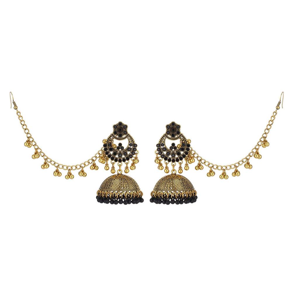 Dual-Wear Tassel Pendant Pearl Earrings with Hair Chain