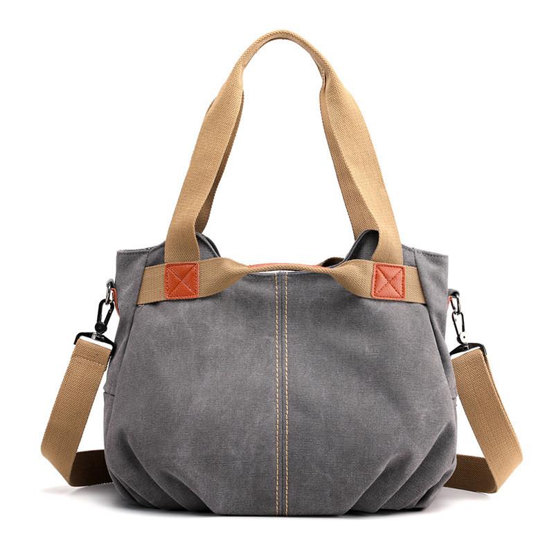 Borsa a tracolla in tela vintage da donna, ad alta capacità e dallo stile semplice, per l'uso quotidiano