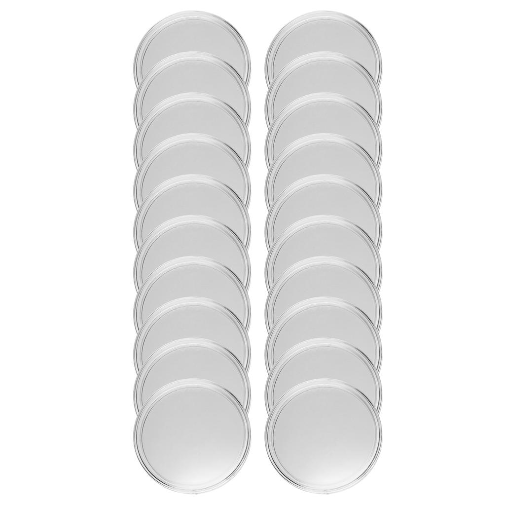 Set of 20 Clear Round Coin Capsules Holders Storage Case Portable Container Display Including Soft EVA Pads for Coin Safety