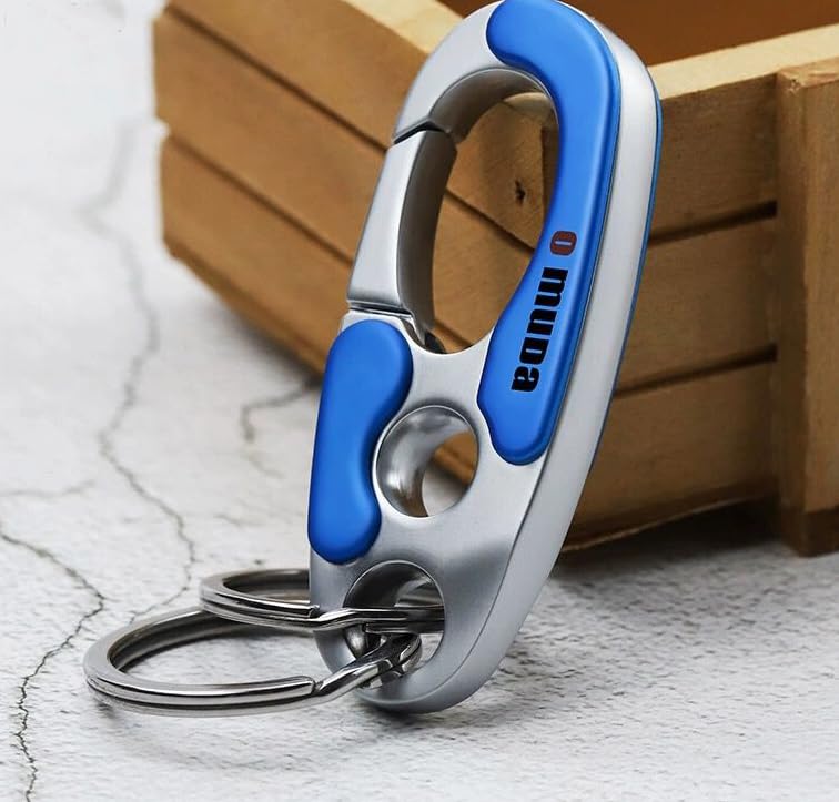 [LeChengMM] Key Chain, Zinc Alloy, Stainless Steel Key Chain, Double Ring Design, Easy To Remove, Blue 2