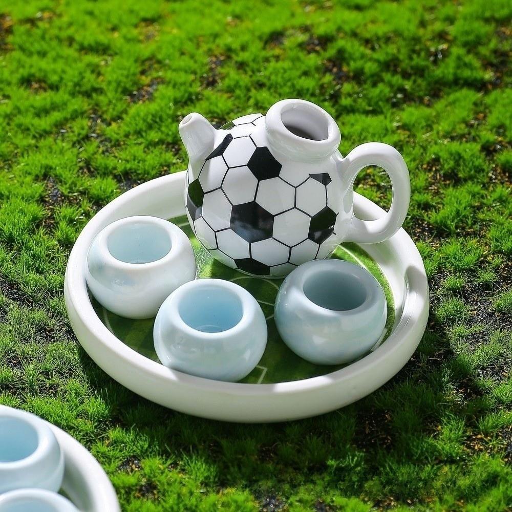 Decoration Mini Ceramic Teapot Sports Style Soccer Shape Teapot Tea Cup Set Home Desk