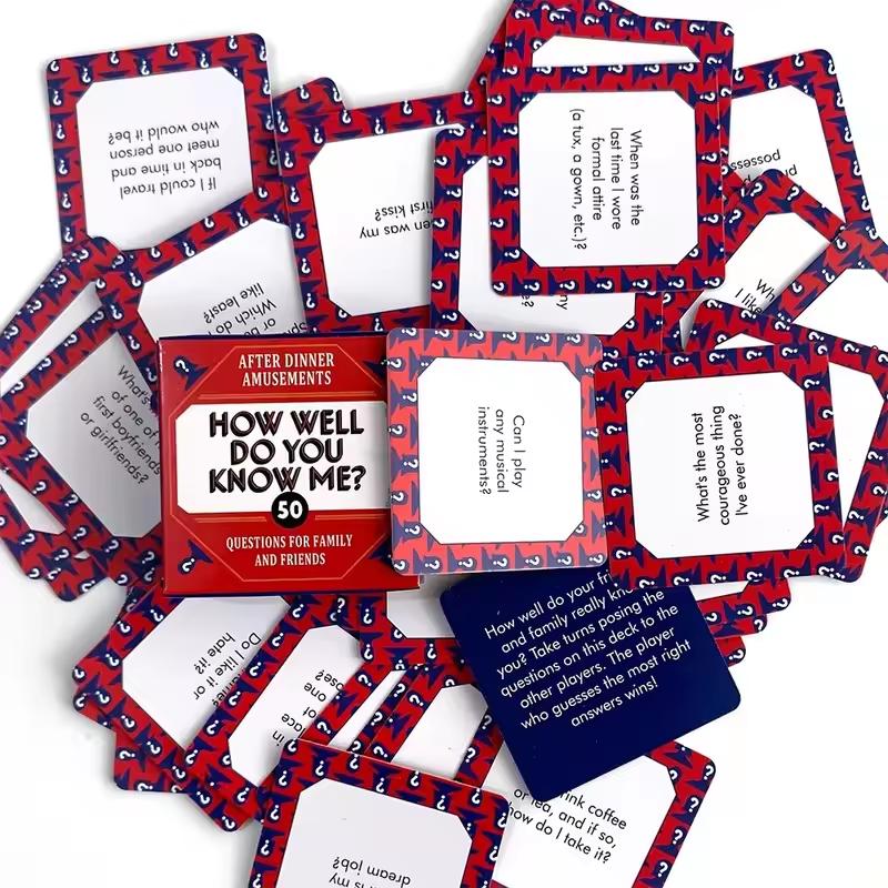 50 Pezzi Carte La Scatolina - Quanto Mi Conosci? Cartoncini Piatto Attività Celebrativa Progettati Per Intrattenimento Familiare Più Riunioni tra Amici
