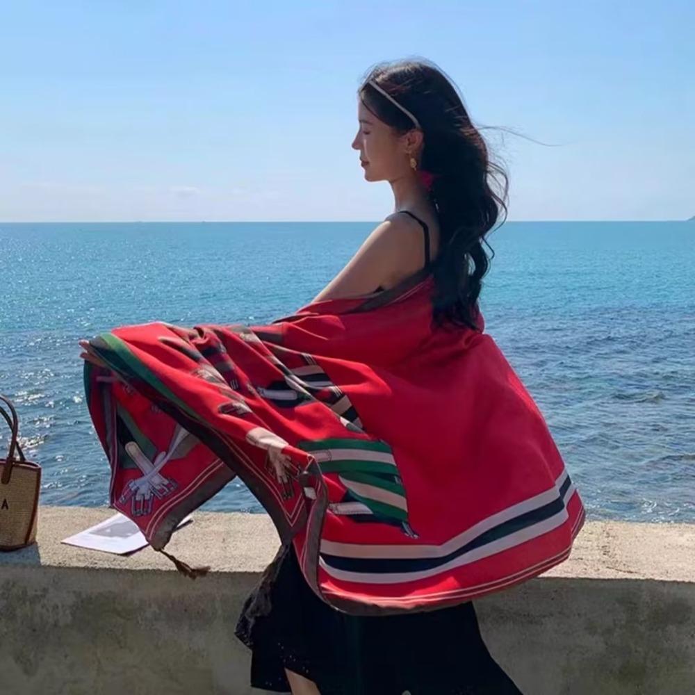 Chaka Salt Lake Great Northwest Tourism Ethnic Style Scarf Silk Scarf Women'S Summer Seaside Beach Shawl Sunscreen Thin