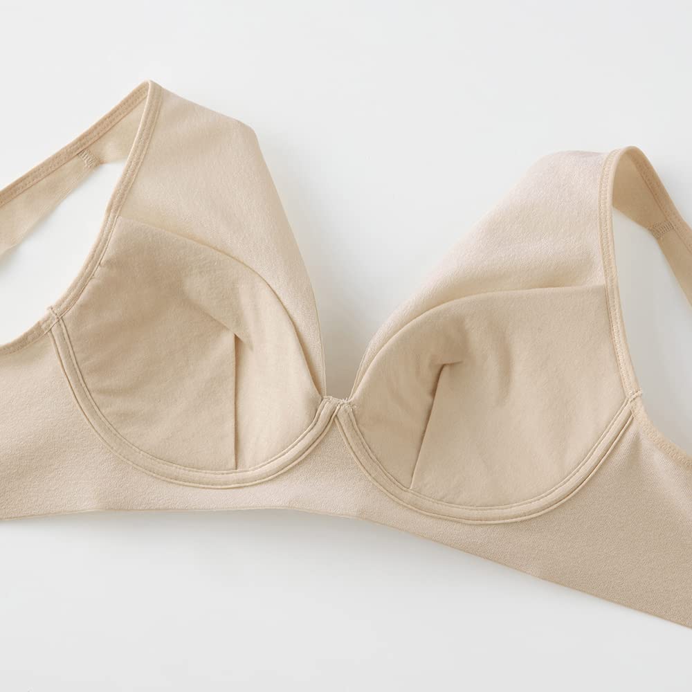 Gunze KIREILABO Organic Cotton On the Skin Cotton Soft M Non-wired Bra, Side, Blend, KB4192N, Women's, Ivory,
