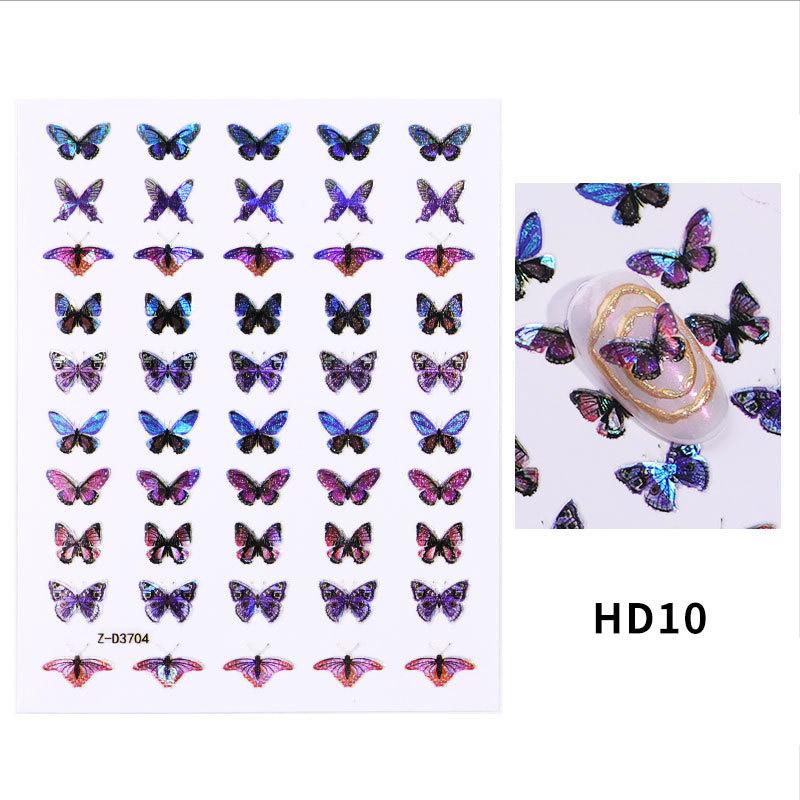 8 PC Holographic 3D Nails Stickers Nail Art Laser Butterfly Sticker Decal Butterflies Manicure Decoration Tool