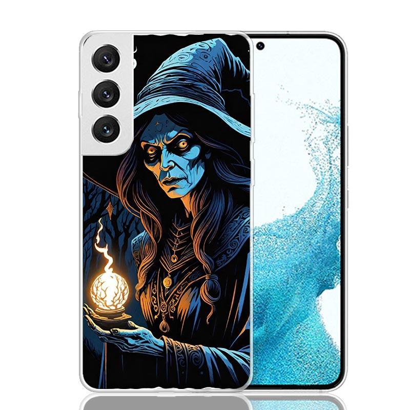 Halloween Moon Witch Horror Phone Case For Samsung Galaxy S26 Ultra S23 S24 S25 Edge S20 FE S21 S22 Plus Soft Print Shell Cover