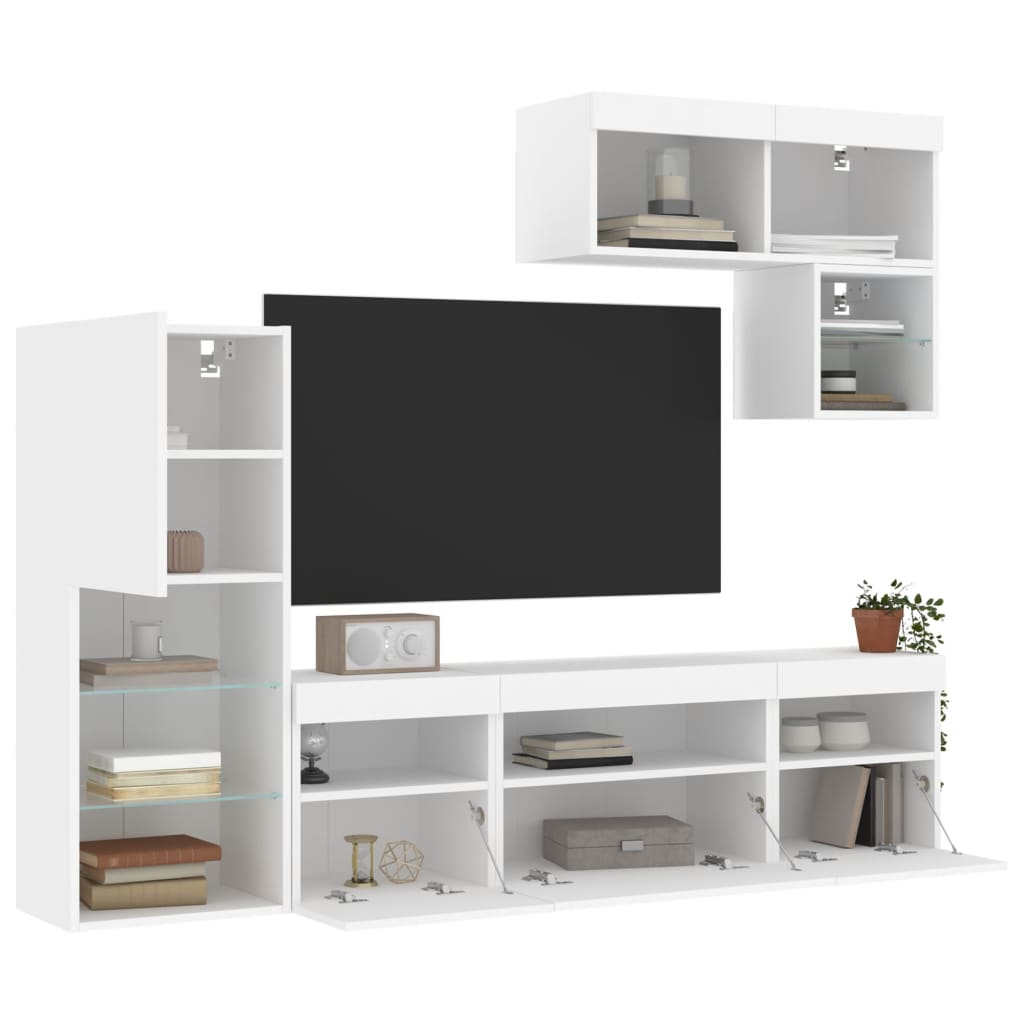 Vidaxl 6-Piece LED TV Furniture Set, White
