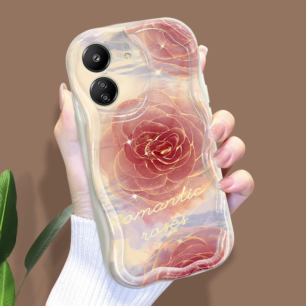 Cute Cartoon Pattern Cream Texture Casing Wavy Edge Soft Silicone Cover Phone Case for Xiaomi Redmi