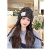 Autumn and Winter New Korean Version of Versatile Wool Hat for Women with Big Head Circumference Showing Their Face Small Rainbow Particles Patches