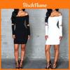 Summer Autumn Women Sexy Pure Off Shoulder Knitting Mini Dress For Effortless Style