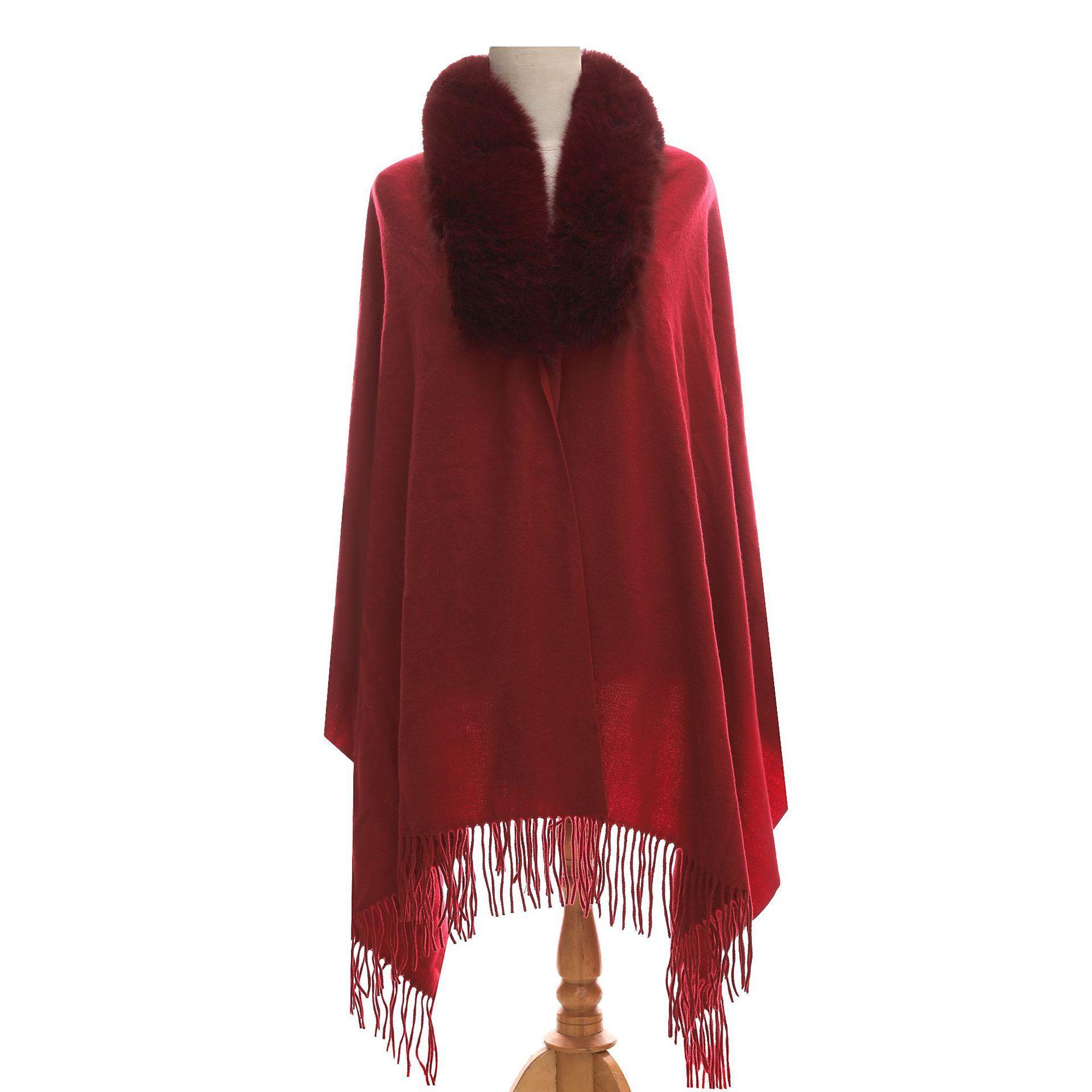 

Женский зимний вязаный шарф, свободная и теплая накидка One Size красный