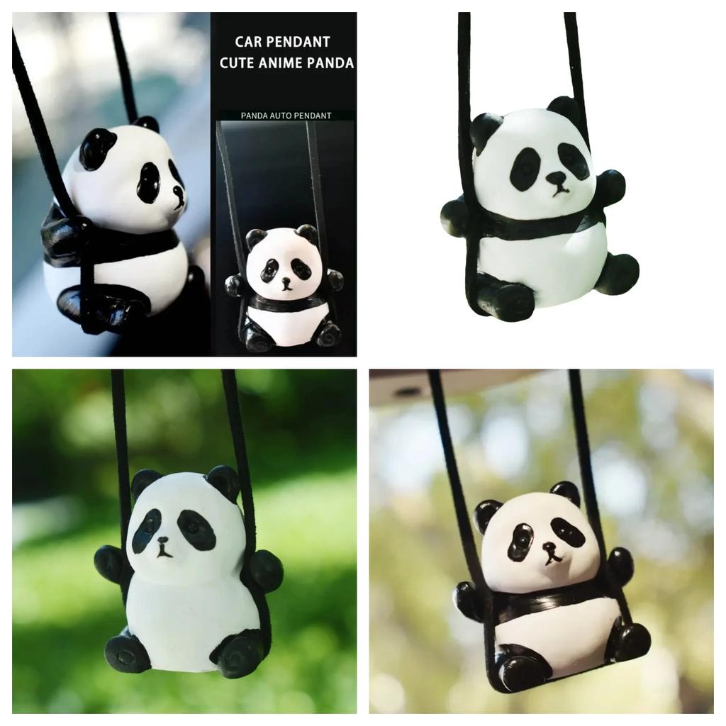 Auto Interior Pendant Cute Anime Panda Car Pendant Auto Rearview Mirror Pendant Hanging Ornaments Swinging Doll Car Decoraction