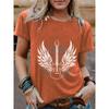 Summer Guitar Pattern Pure Cotton Round Neck Short Sleeved Casual Fashion Top T-Shirts Women’s