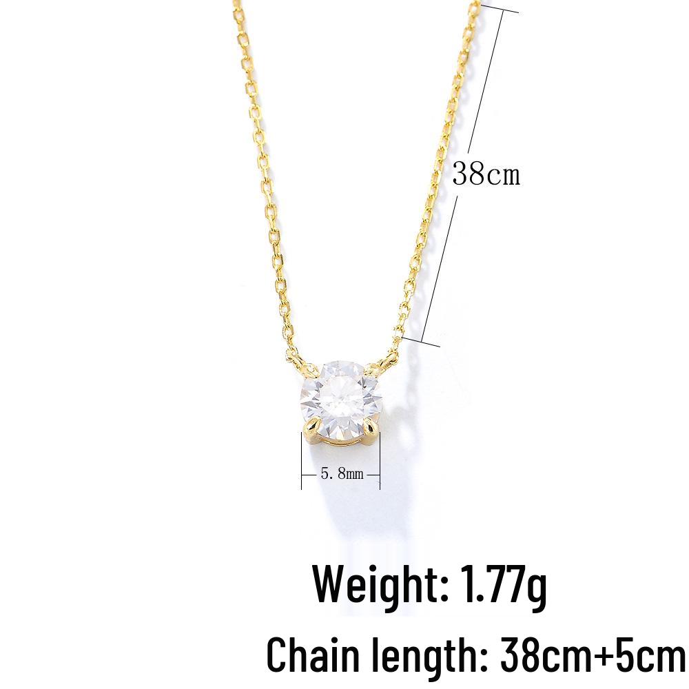 2022 Trendy European-American Round Zircon Pendant Sterling Silver Women's Necklace - Elegant, Luxe Clavicle Chain