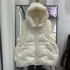 Women's Winter Plus Size Thickened Down Jacket Waistcoat Zip Models Sleeveless Loose Hooded Solid Colour Vest Coat