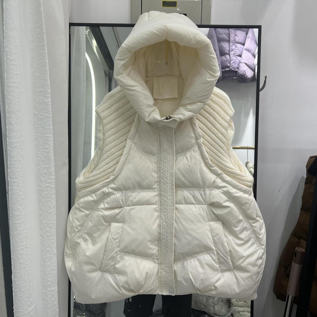 Women's Winter Plus Size Thickened Down Jacket Waistcoat Zip Models Sleeveless Loose Hooded Solid Colour Vest Coat