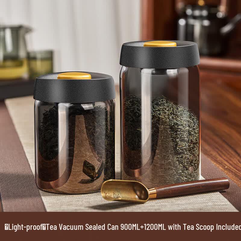 Premium Glass Vacuum Sealed Tea Storage Jar